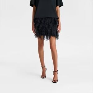 KBB by KAHLANA Women's 'The Ruffle Mini Skirt' Black Tulle S